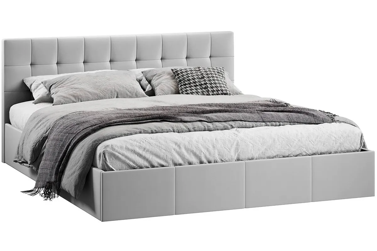 Кровать Эмма с ПМ и заглушиной 180х200 (Велюр/Confetti Silver) - купить в Озерце
