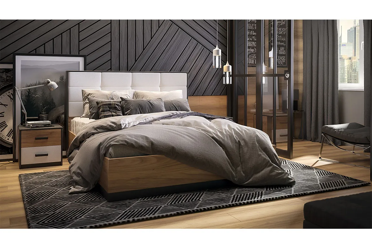 Кровать без ПМ Рико 160х200 СМ-340.01.01 (Белый/Матера/Яблоня Беллуно) - купить в Озерце