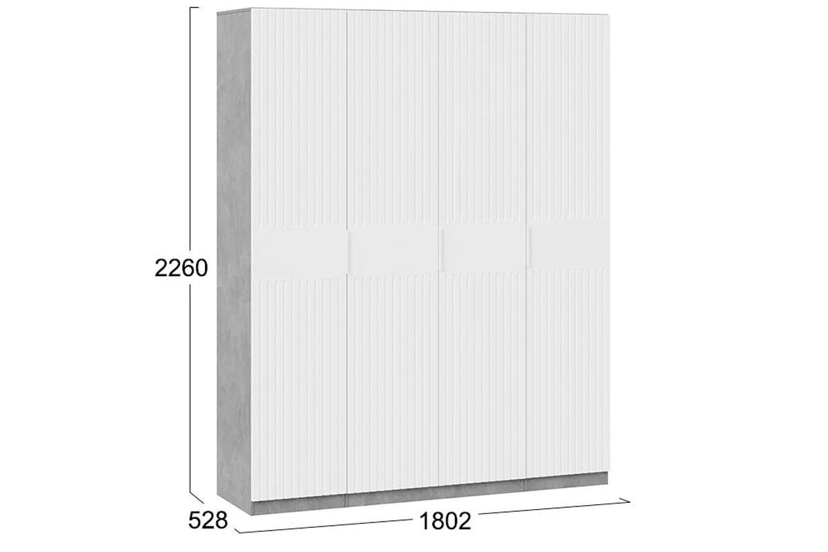 Шкаф комбинированный Хилтон с 4-мя  дверями (Ателье светлый/Белый матовый) в мебель-центре Озерцо