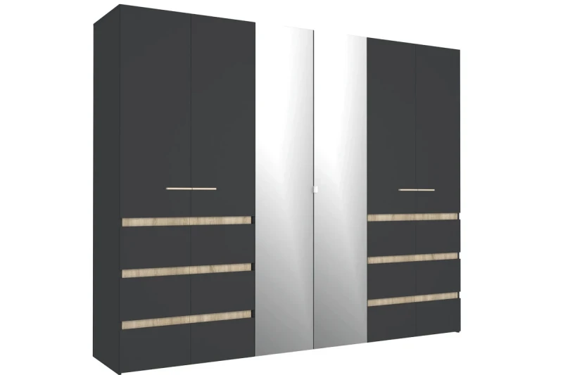 Шкаф для одежды и белья 6-створчатый Анона 7 (Темно-серый/Дуб Сонома) в мебель-центре Озерцо