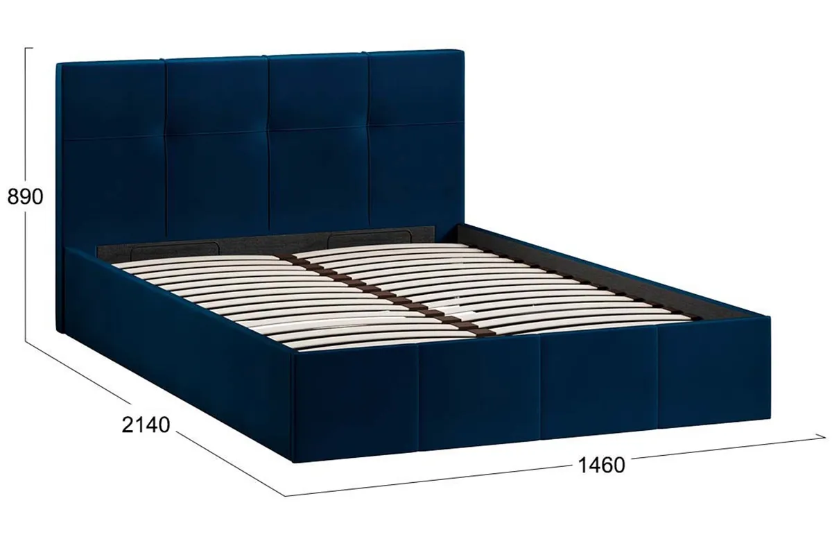 Кровать Лора с ПМ и заглушиной 140х200 (Велюр/Confetti Blue) - купить в Озерце