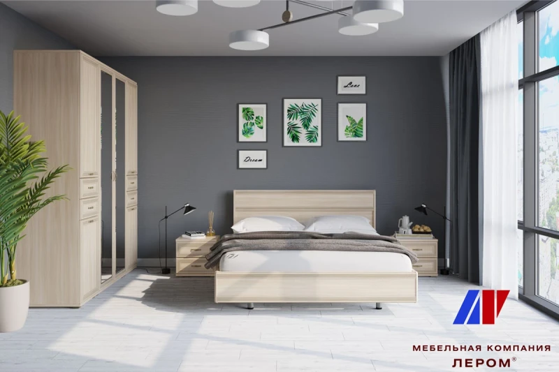 Готовый комплект для спальни СК-1003-АС (Ясень Асахи) - купить в Озерце