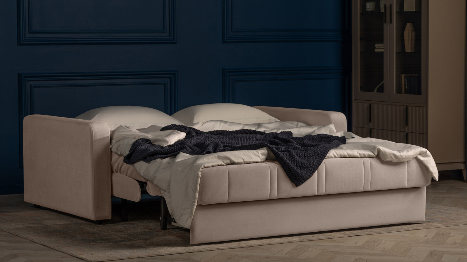 Диван - кровать Domo Pro стежка ромб, ткань Sky Velvet 17 180x216 — купить в Озерце