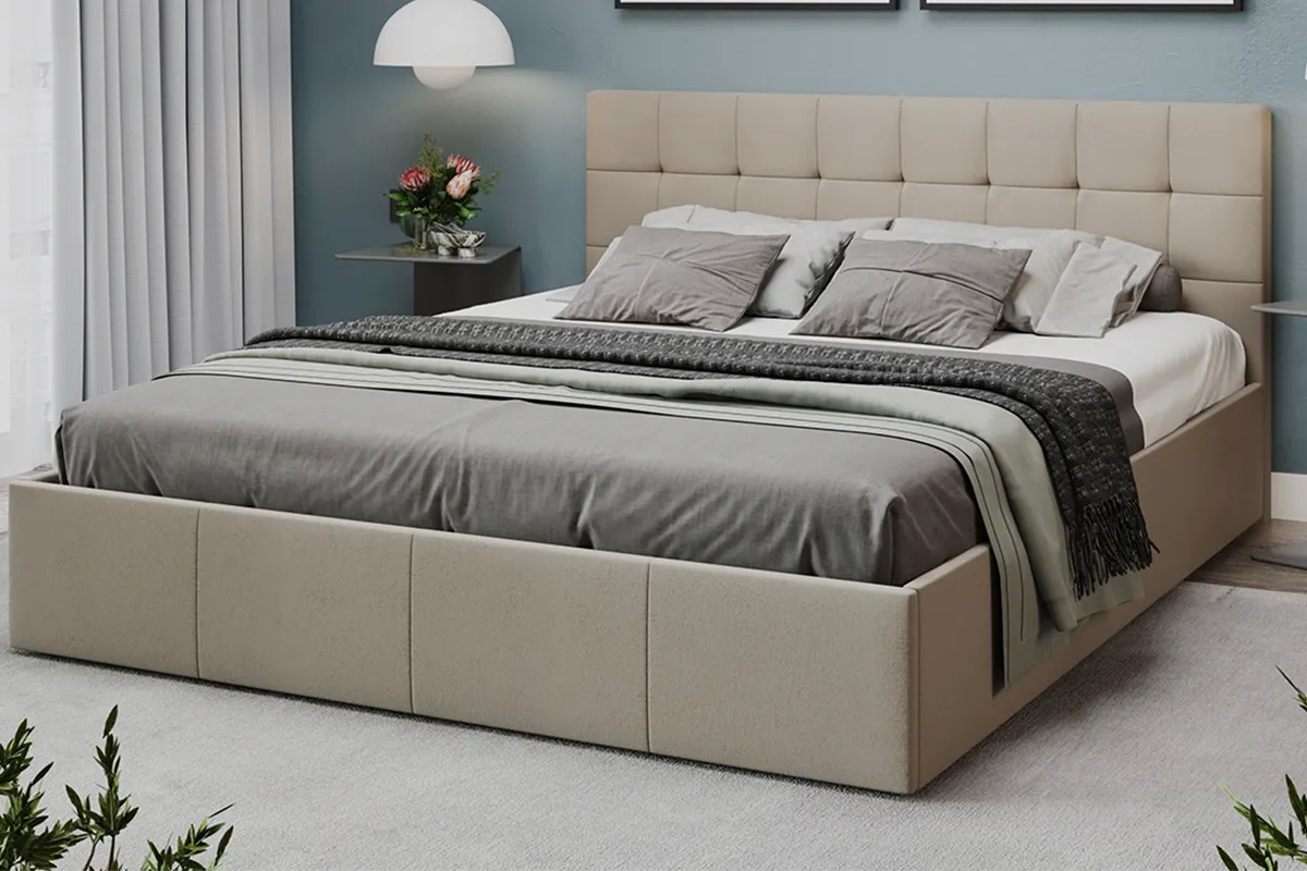 Кровать Эмма с ПМ и заглушиной 160х200 (Велюр/Confetti Smoke) - купить в Озерце