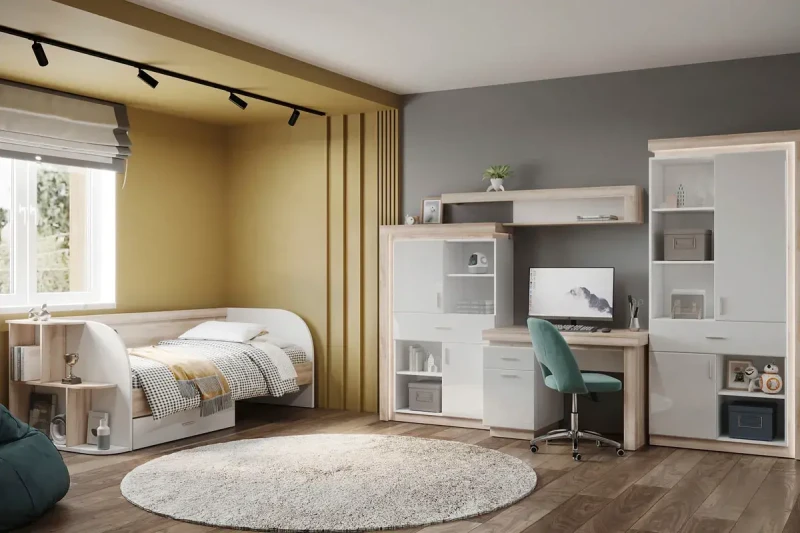 Детская Люмен №2 (Дуб сакраменто/Белый снег) — Мебель-центр Озерцо