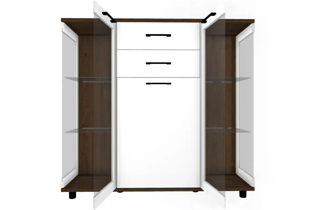 Тумба ТБ-5000-ГТ-БГ (Гикори Джексон Темный/Белый Бриллиант Глянцевый) — Мебель-центр Озерцо