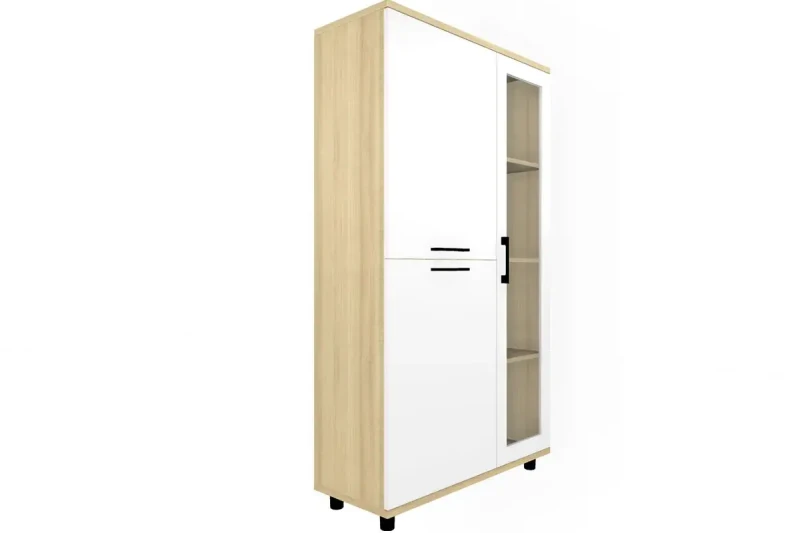 Шкаф многоцелевой ШК-5081-АС-БГ (Ясень Асахи/Белый Бриллиант Глянцевый) в мебель-центре Озерцо