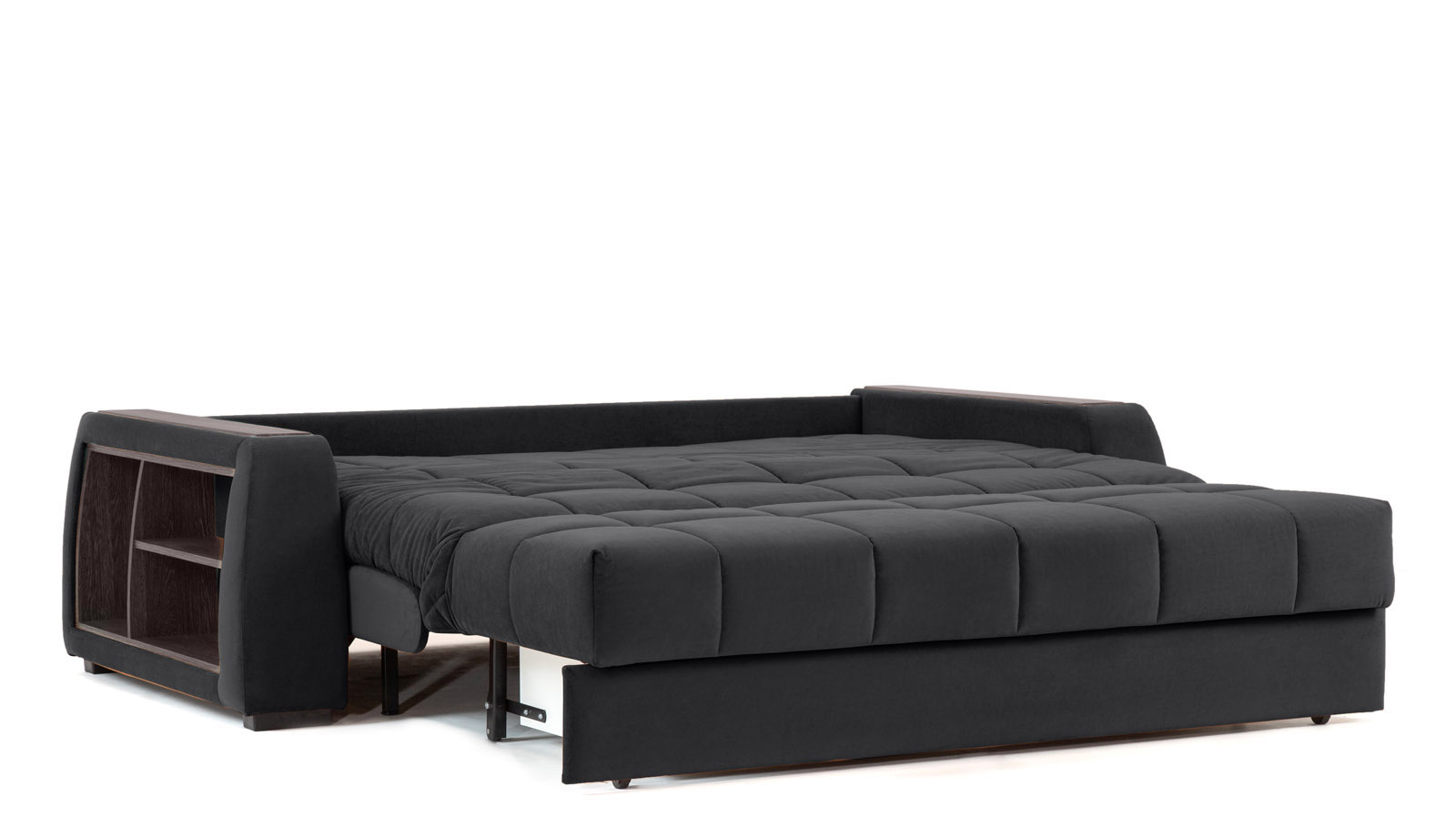 Диван - кровать Domo Pro с полками цвета венге, стежка квадрат, ткань Sky Velvet 38 160x216 — в мебель-центре Озерцо