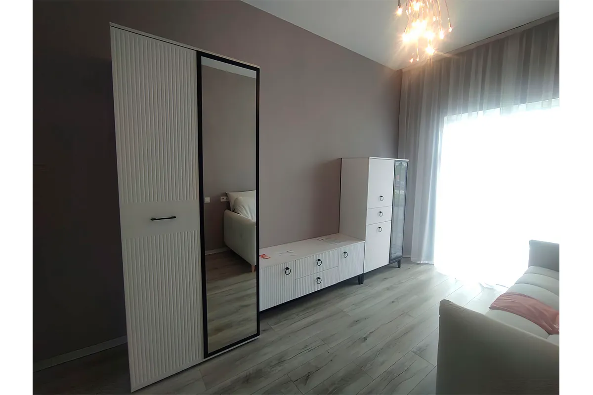 Шкаф Шарлиз 2-х дв. для платья и белья (с зеркалом) (Белое сияние/Белый снег) в мебель-центре Озерцо