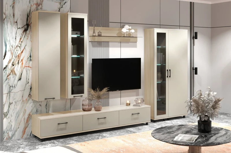 Гостиная Грейс комплект 4 (Ясень Асахи/Кашемир Матовый) — Мебель-центр Озерцо