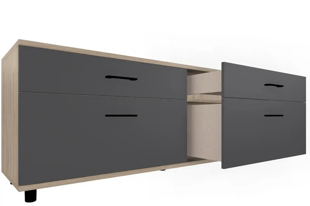 Тумба ТБ-5028-ГС-АМ (Гикори Джексон Светлый/Антрацит Матовый) — Мебель-центр Озерцо