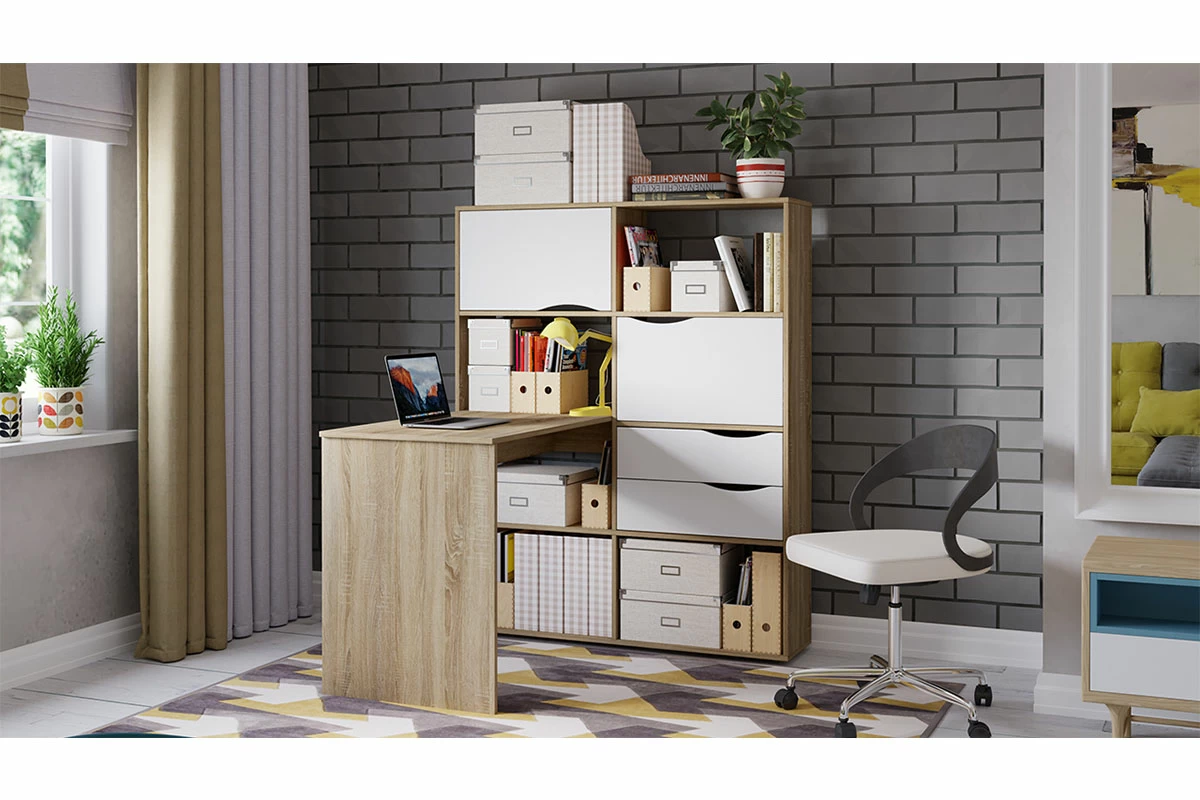 Стол письменный тип 7 (Дуб Сонома/Белый ясень) — Мебель-центр Озерцо