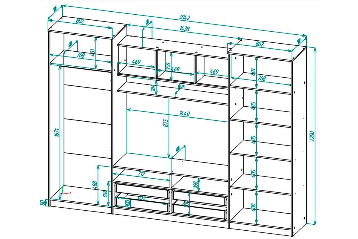 Гостиная ЦРК.ПЛР.09 Палермо-9 (Файнлайн мокка/Сатин) — Мебель-центр Озерцо