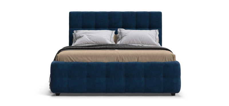 Кровать Босс 160*200 Про велюр Monolit синяя - купить в Озерце