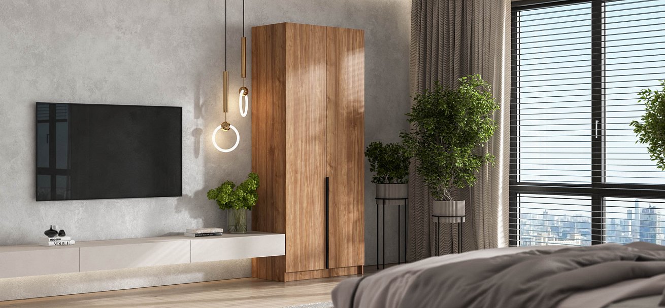 Босс Стандарт 90*220 шкаф распашной 2Д+ящики 01 Орех Селект в мебель-центре Озерцо