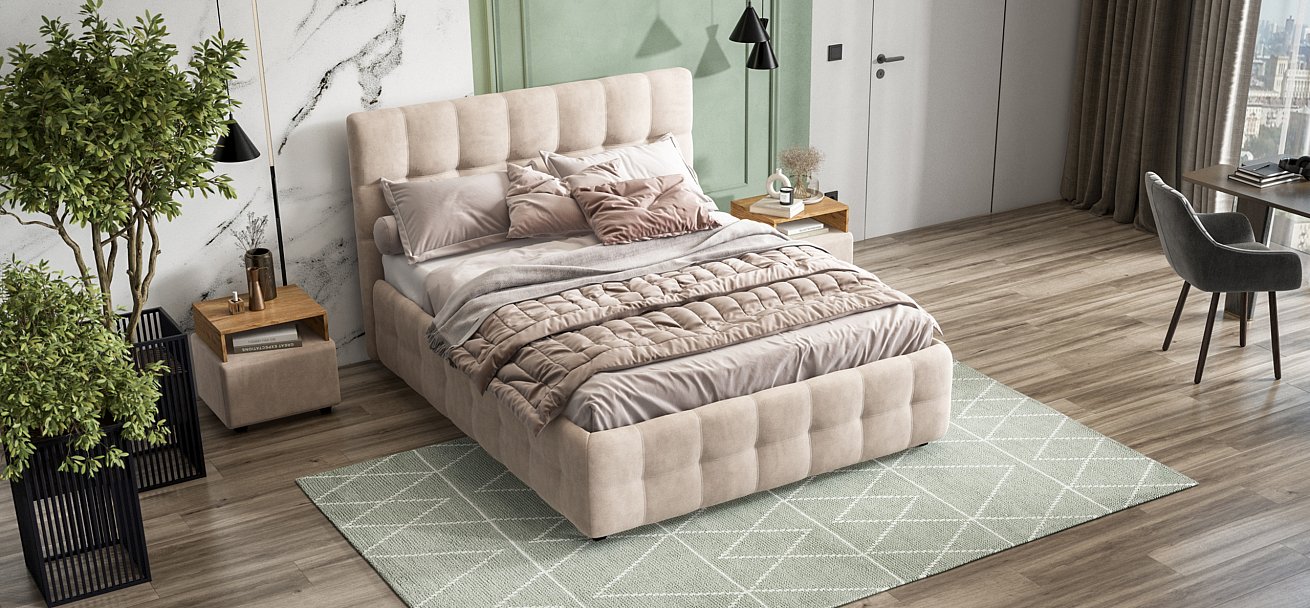 Кровать Босс 160*200 Про велюр Monolit латте - купить в Озерце