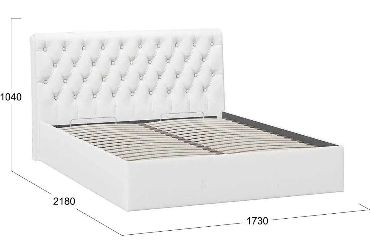Кровать двойная Скарлет с ПМ Тип 1 и заглушиной 160х200 (Кожзам/Белый) - купить в Озерце