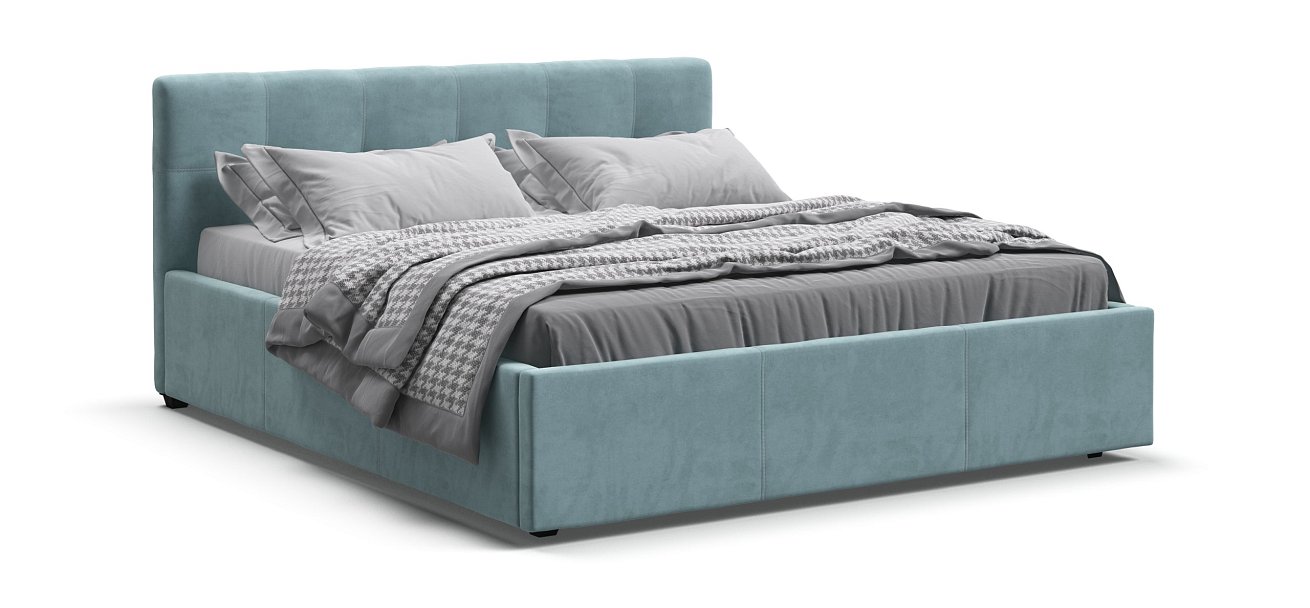 Белла Кровать+ПМ 160*200 Велюр Монолит аква - купить в Озерце