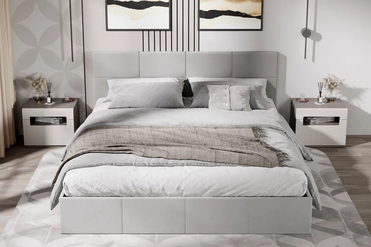 Кровать Лора с ПМ и заглушиной 180х200 (Велюр / Confetti Silver) - купить в Озерце
