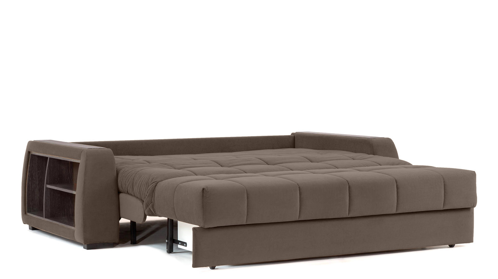 Диван - кровать Domo Pro с полками цвета венге, стежка квадрат, ткань Sky Velvet 02 140x216 — в мебель-центре Озерцо
