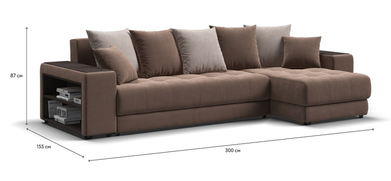 Дубай угловой диван Велюр Монолит мокко, Монолит латте — купить в Озерце