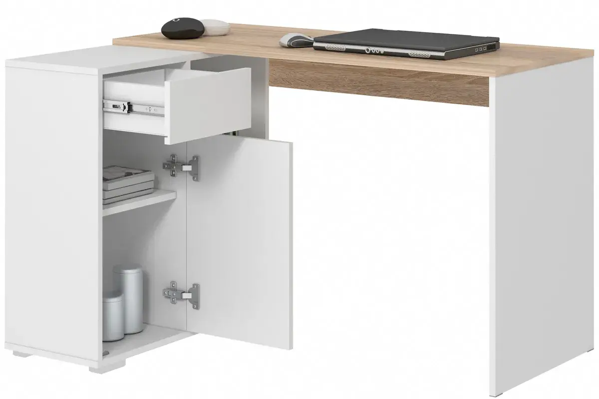 Стол письменный Лаки тип 4 (Дуб Сонома/Белый) — Мебель-центр Озерцо