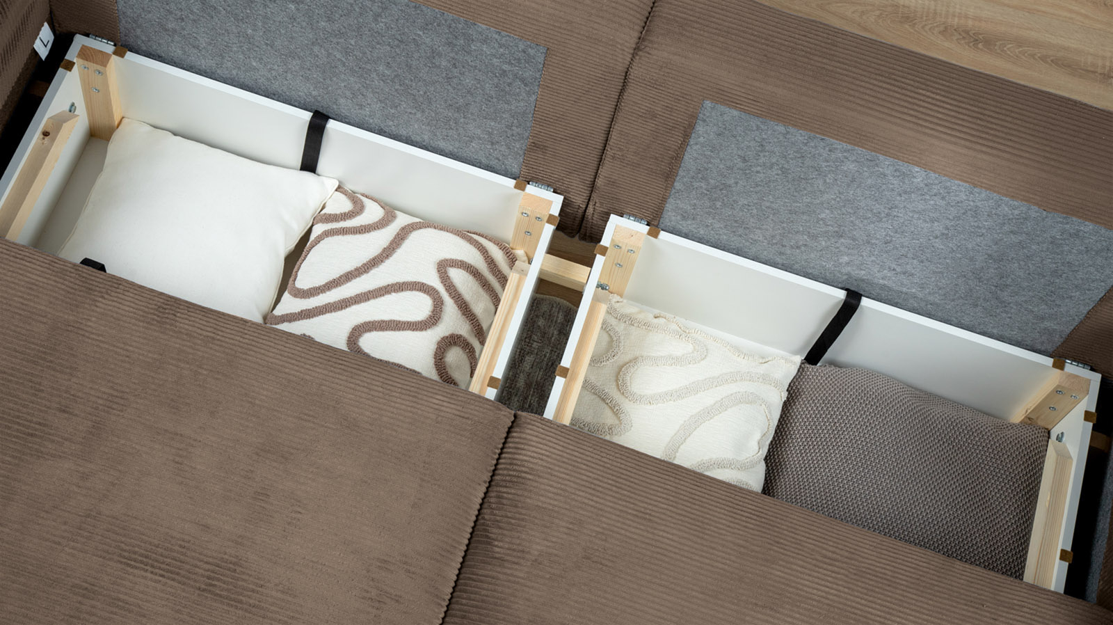 Диван -кровать угловой Raklet ткань Cilium Brown 156x258 — купить в Озерце