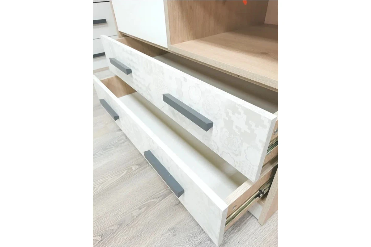 Шкаф двухдверный Алиса Мод. 9 (Гикори Джексон/Спринт/Белый) в мебель-центре Озерцо