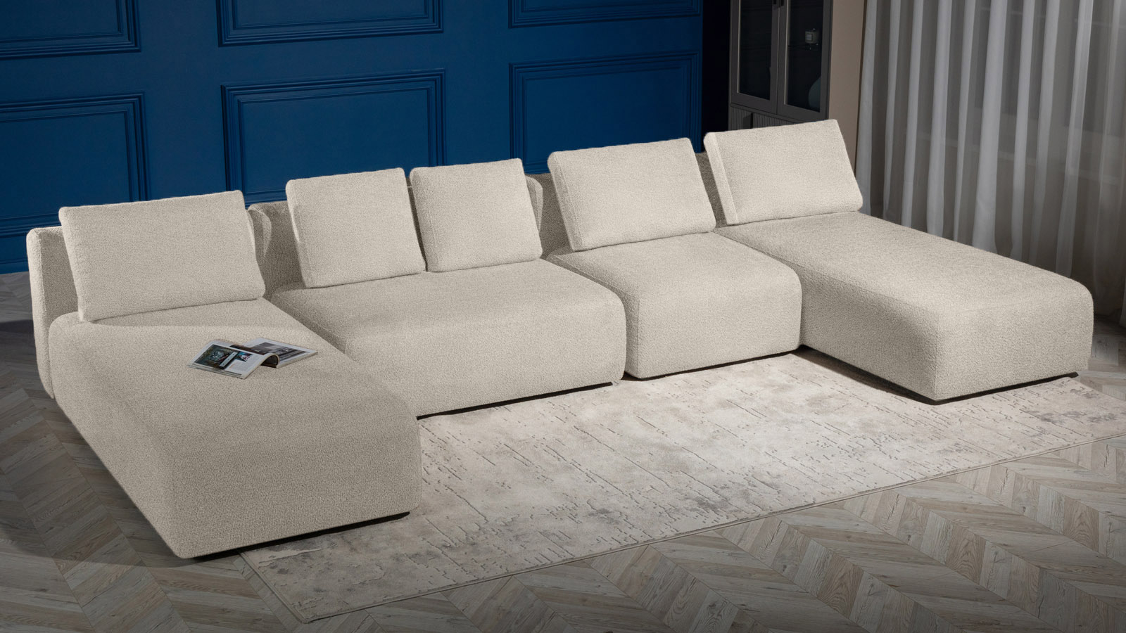 Диван модульный Molto, 4 секционный, 170+125+85+170+85+125+85+85, ткань Forte 01 57 — купить в Озерце