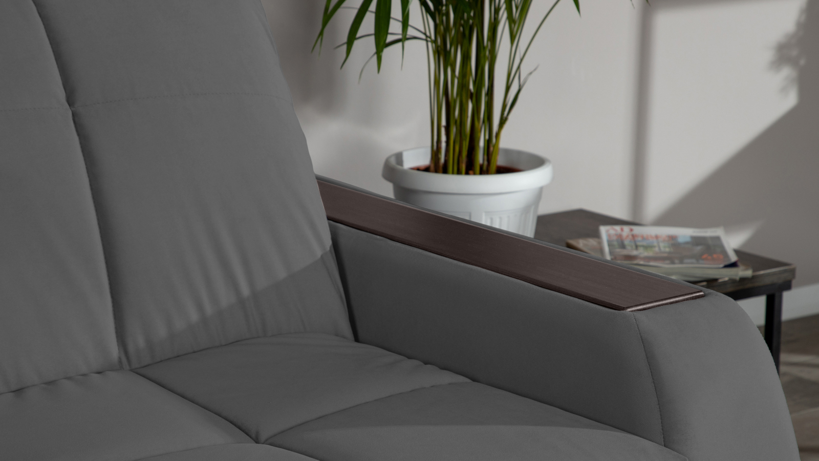 Диван - кровать Domo Pro с полками цвета венге, стежка квадрат, ткань Sky Velvet 16 140x216 — купить в Озерце