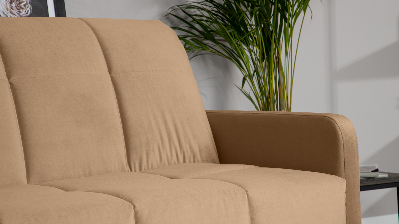 Диван - кровать Domo Pro с узкими подлокотниками, стежка квадрат, ткань Casanova Beige 160x216 — купить в Озерце