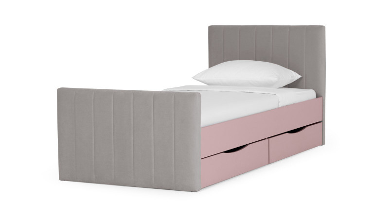 Кровать подростковая Olly, цвет: Розовый Антик, Тк. Casanova Grey 90x200 — Мебель-центр Озерцо