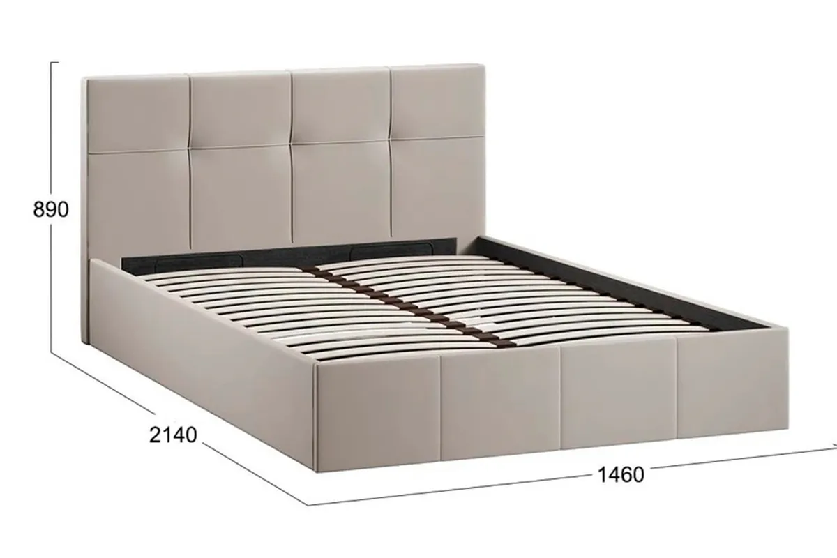 Кровать Лора с мягкой обивкой и заглушиной с ПМ 140х200 (Велюр / Confetti Smoke) - купить в Озерце