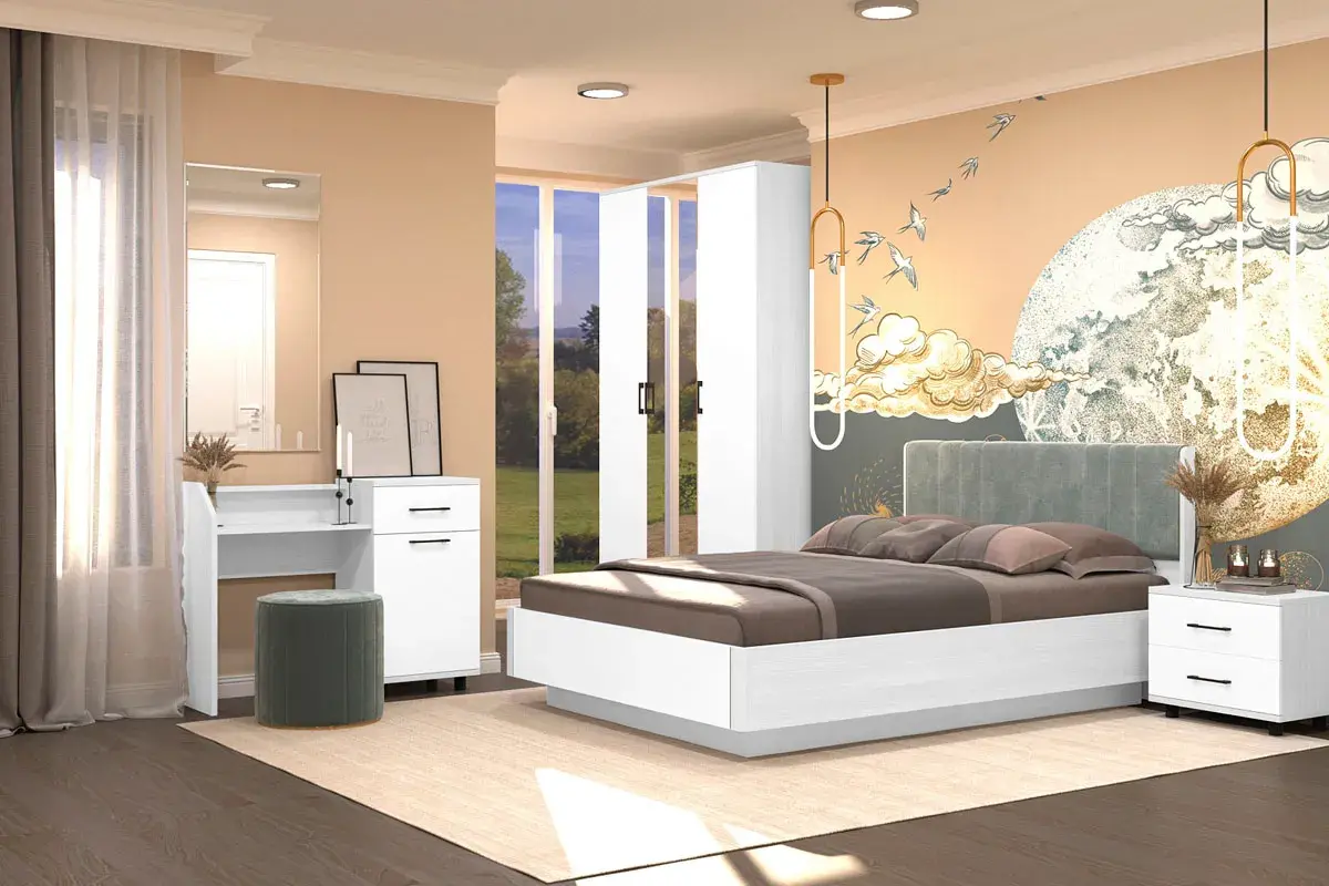 Шкаф для одежды и белья ШК-5001-СЯ-БГ (Снежный Ясень/Белый Бриллиант Глянцевый) в мебель-центре Озерцо