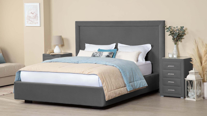 Кровать с подъемным механизмом Domenico Lux, ткань Sky Velvet 16, нога венге, 200x200 - купить в Озерце