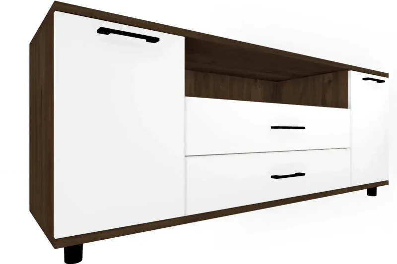 Тумба ТБ-5021-ГТ-БГ (Гикори Джексон Темный/Белый Бриллиант Глянцевый) — Мебель-центр Озерцо