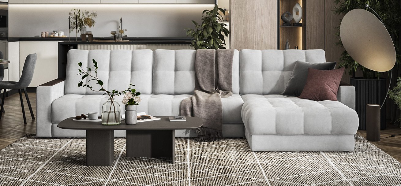 Угловой диван BOSS 3.0 MAX велюр Monolit сталь — купить в Озерце