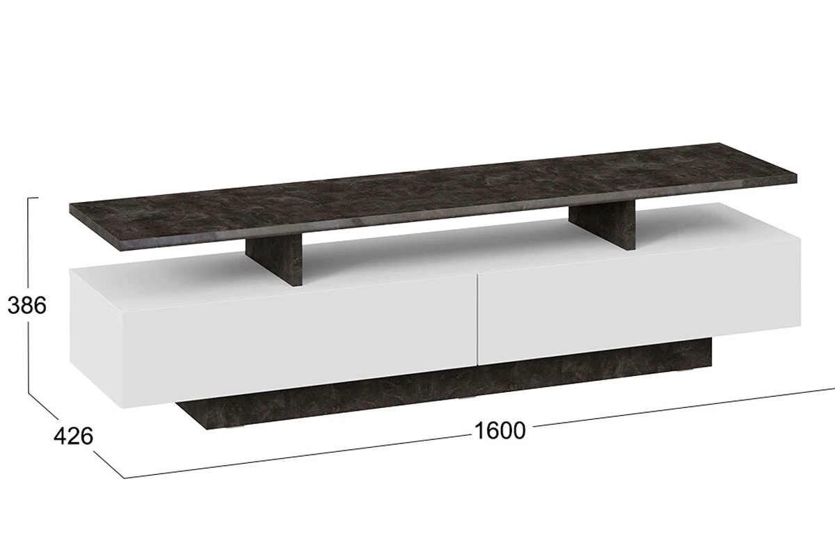 Тумба TV-1 Монтана (Белый/Ателье темный глянец) — Мебель-центр Озерцо