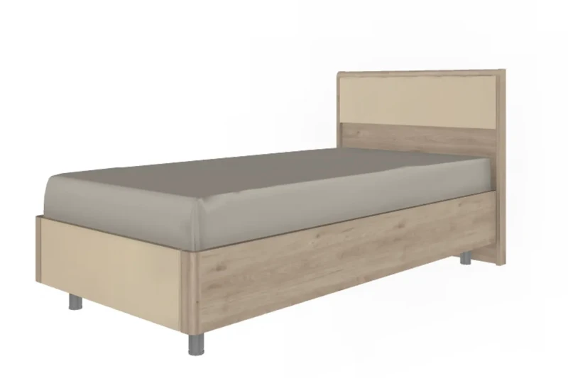 Кровать КР-5005-ГС-КГ 90х190 (Гикори Джексон Светлый/Кашемир Глянцевый) - купить в Озерце