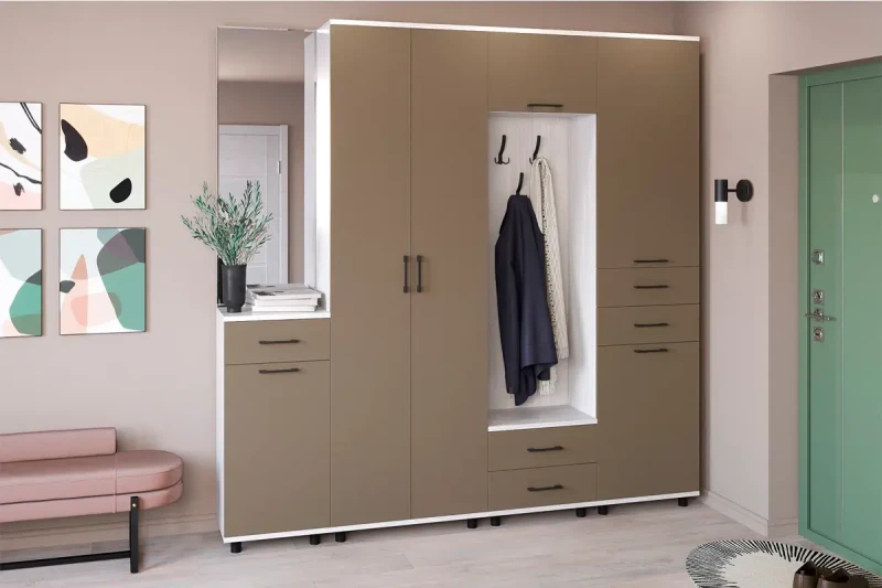 Прихожая Грейс комплект 7 (Снежный Ясень/Латте Матовый) - заказать на Ozerco.com Прихожая Грейс комплект 7 (Снежный Ясень/Латте Матовый) — Мебель-центр Озерцо