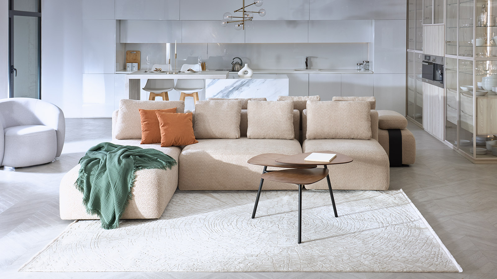 Диван модульный Molto, 5 секционный, 170+85+125+170+85+85+85+125, ткань Soul 112 57x367 — купить в Озерце