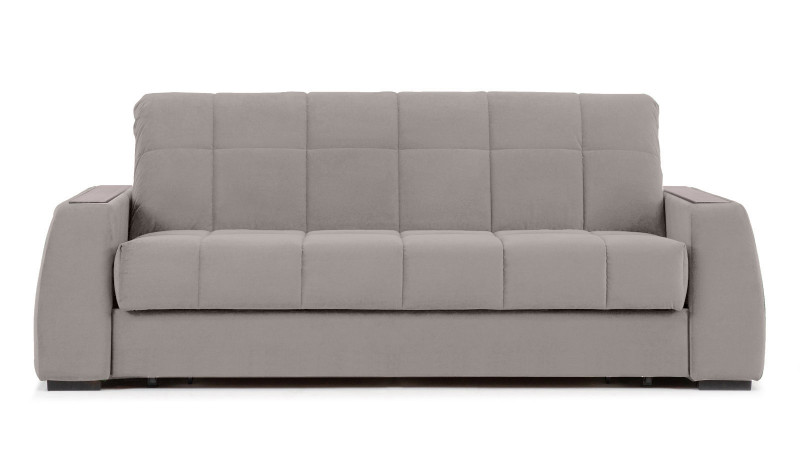 Диван - кровать Domo Pro с полками цвета ясень, стежка квадрат, ткань Casanova Grey 160x216 — в мебель-центре Озерцо