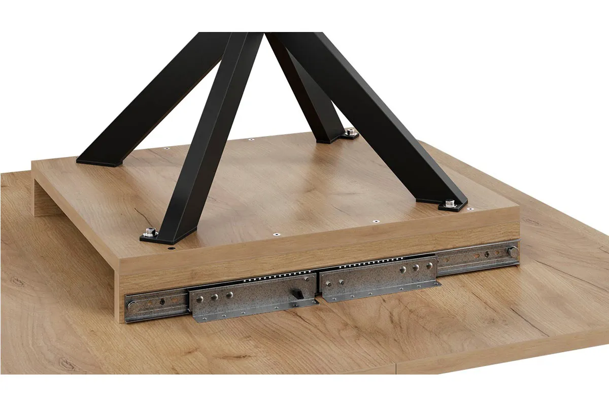 Стол обеденный Лиссабон раздвижной Тип 1 (Черный муар/Дуб Крафт золотой) - купить в Озерце