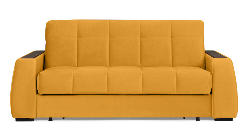 Диван - кровать Domo Pro с накладкой цвета венге, стежка квадрат, ткань Sky Velvet 30 140x216 — в мебель-центре Озерцо