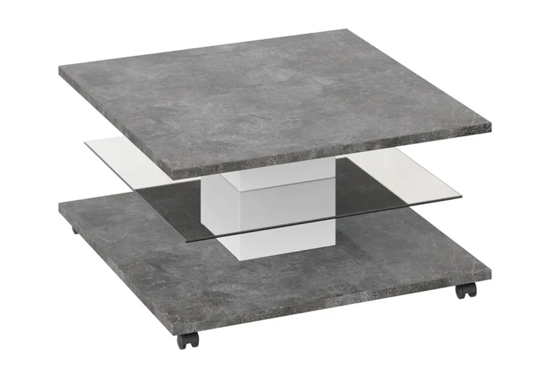 Стол журнальный Diamond тип 1 (Белый/Ателье темный глянец) — Мебель-центр Озерцо