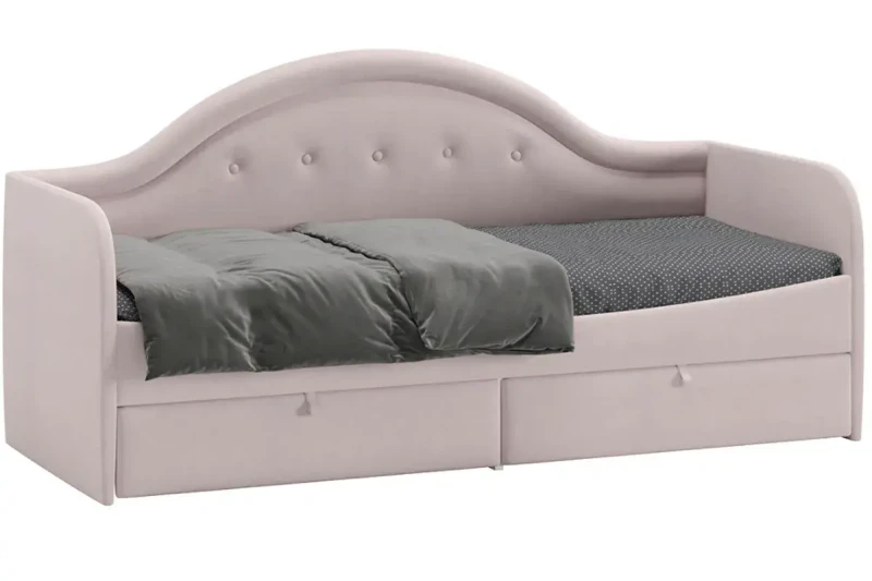 Кровать Адель с мягкой спинкой тип 1 (Велюр пудровый) - купить в Озерце