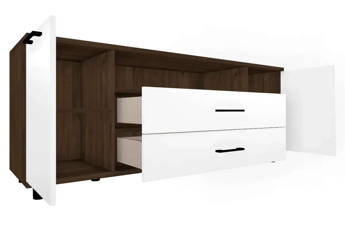 Тумба ТБ-5021-ГТ-БГ (Гикори Джексон Темный/Белый Бриллиант Глянцевый) — Мебель-центр Озерцо