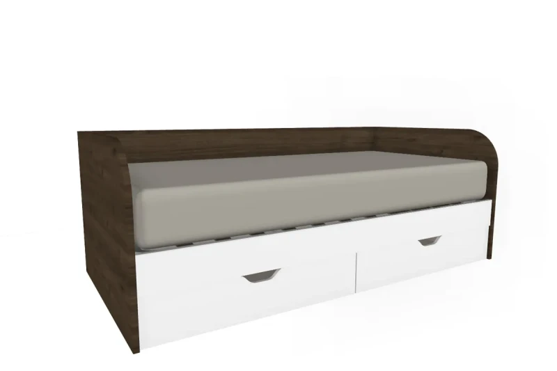 Кровать КР-117 90х190 ГТ-БГ (Гикори Джексон Темный/Белый Бриллиант Глянцевый) - купить в Озерце