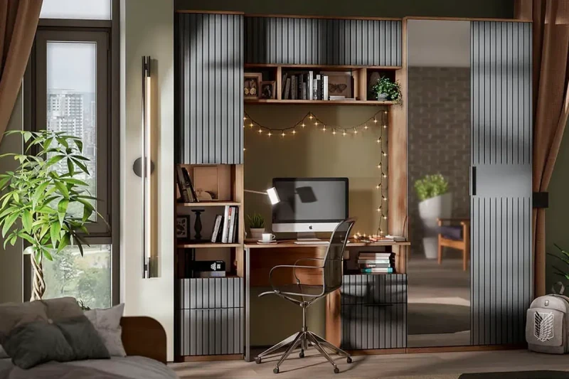 Набор детской мебели Хилтон №3 (Дуб Крафт золотой/Графит матовый) — Мебель-центр Озерцо