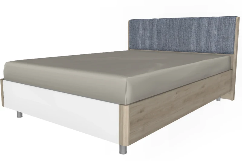 Кровать 140х200 КР-5012-ГС-БГ (Гикори Джексон Светлый/Белый Бриллиант Глянцевый) - купить в Озерце